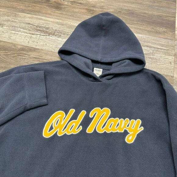 Vintage Y2K Old Navy Script Center Spellout Blue Mens 2XL Pullover Fleece Hoodie - Picture 1 of 8